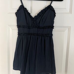 Francesca's Collections Navy Camisole with Ruffle Trim